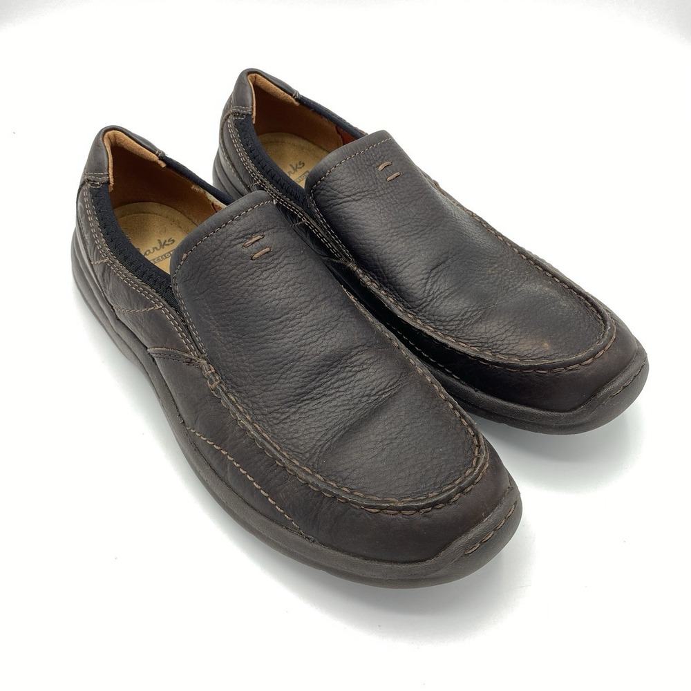 Clarks Men 11M Loafers Brown Leather Slip On Collection Casual Shoes 01950